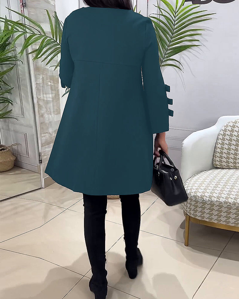 Laluna® | Casual knielange jurk met lange mouwen