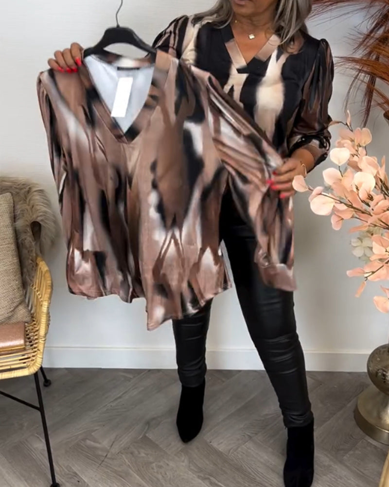 Blouse met Contrasterende Kraag en Overslag
