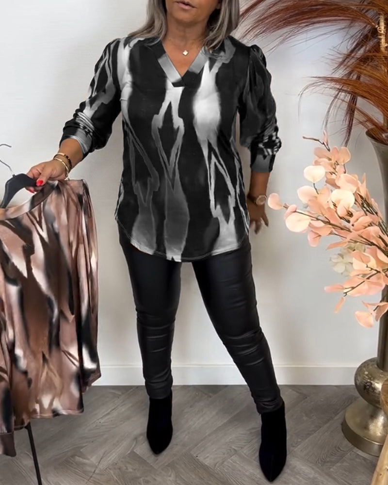 Blouse met Contrasterende Kraag en Overslag