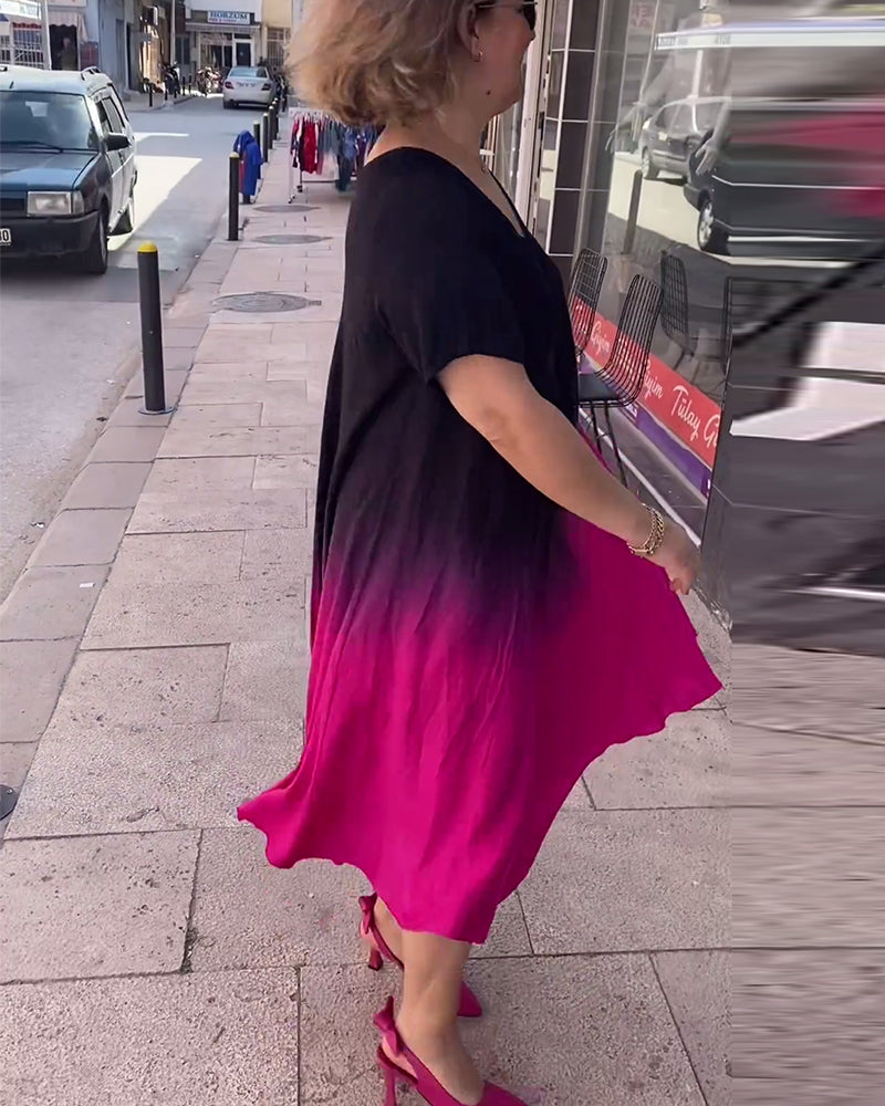Laluna® | Casual Geplooide Ombre-jurk