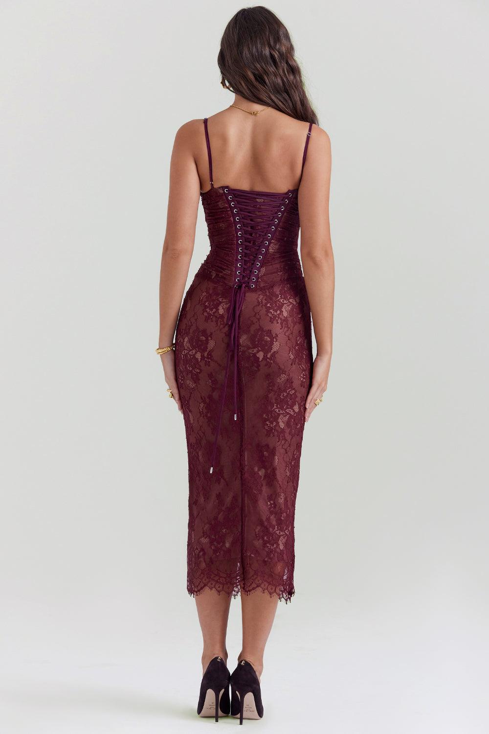 KLÆDT® Midi Kjole i Bordeaux Blonde