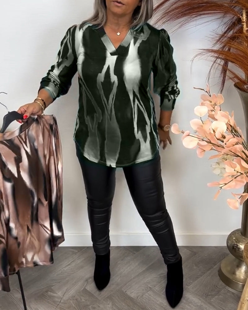 Blouse met Contrasterende Kraag en Overslag
