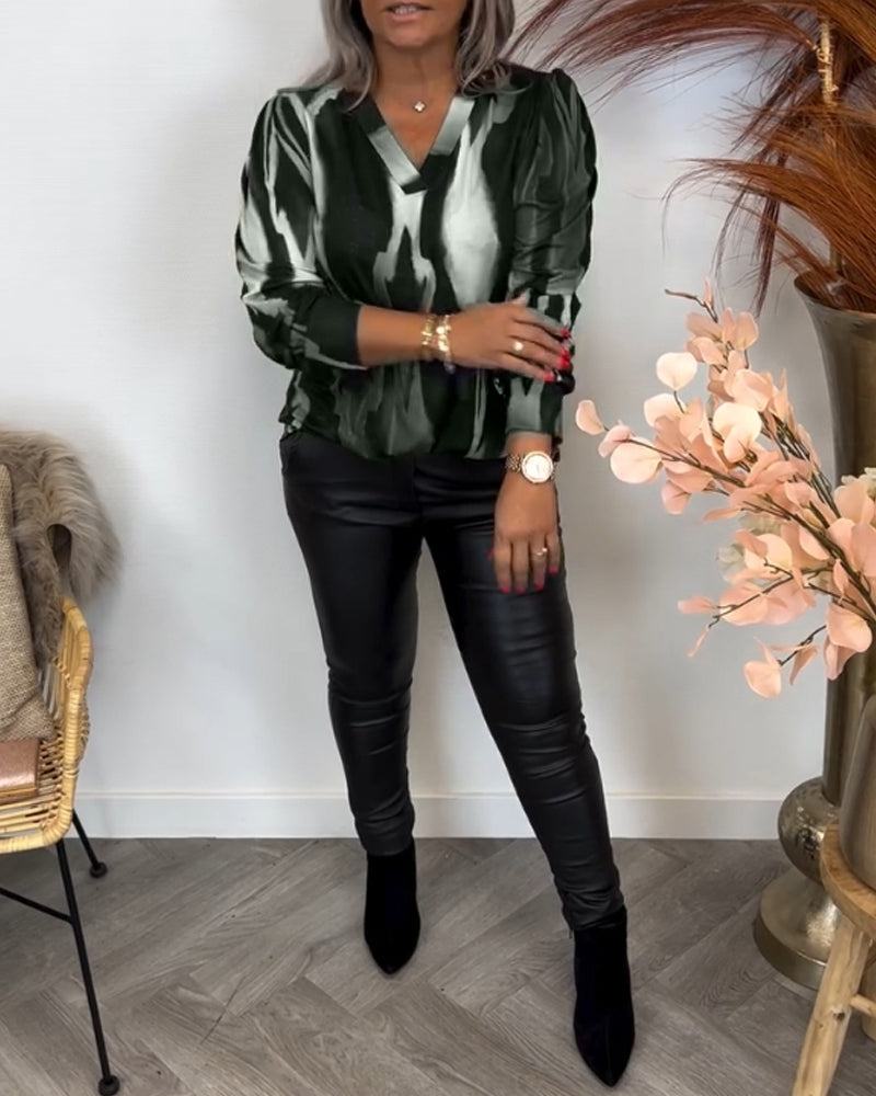 Blouse met Contrasterende Kraag en Overslag
